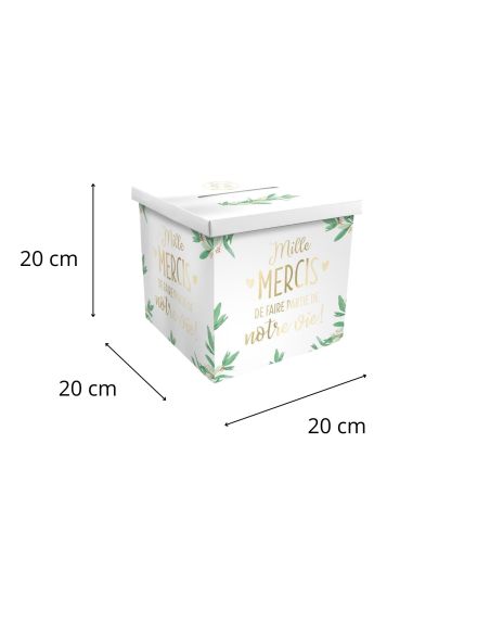 Urne Mariage "Mille Mercis de faire partie de notre vie" - Dimensions : 21 x 21 x 19 cm