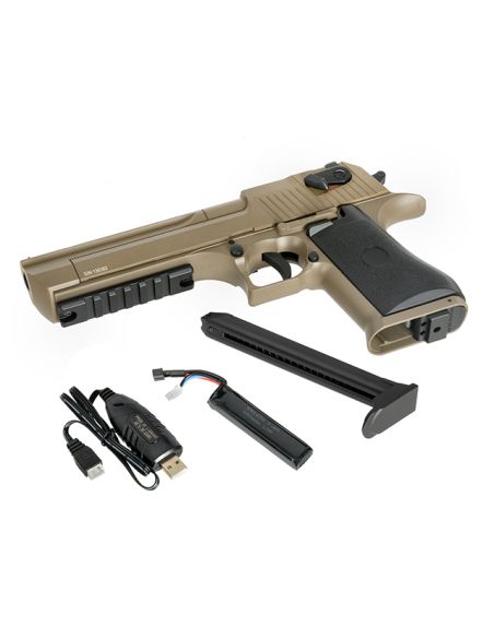 Réplique airsoft CM121S Lipo et Mosfet style Desert Eagle Tan Cyma
