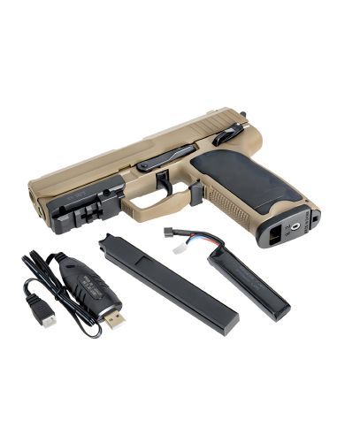 Pack airsoft CM125S Tan Style USP 45 AEP Lipo Tan Électrique (Cyma)