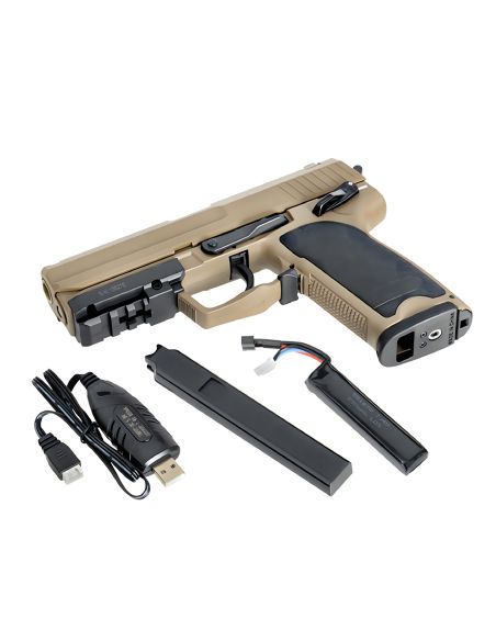 Pack airsoft CM125S Tan Style USP 45 AEP Lipo Tan Électrique (Cyma)