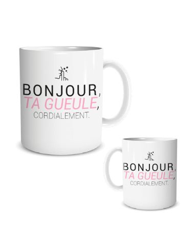 Mug humoristique “Bonjour, ta gueule, cordialement” – Tasse en céramique 300 ml