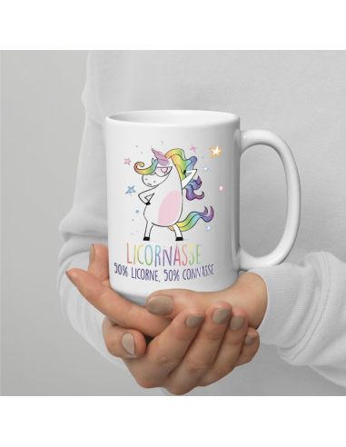 Mug humoristique “Licornasse” – 50% Licorne, 50% Connasse – Mug en céramique 300 ml