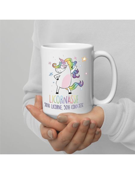 Mug humoristique “Licornasse” – 50% Licorne, 50% Connasse – Mug en céramique 300 ml