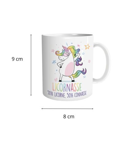 Mug humoristique “Licornasse” – 50% Licorne, 50% Connasse – Mug en céramique 300 ml