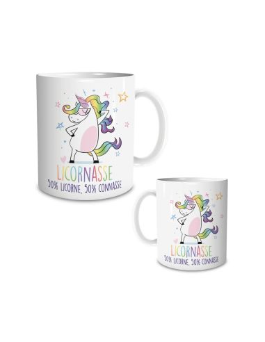 Mug humoristique “Licornasse” – 50% Licorne, 50% Connasse – Mug en céramique 300 ml