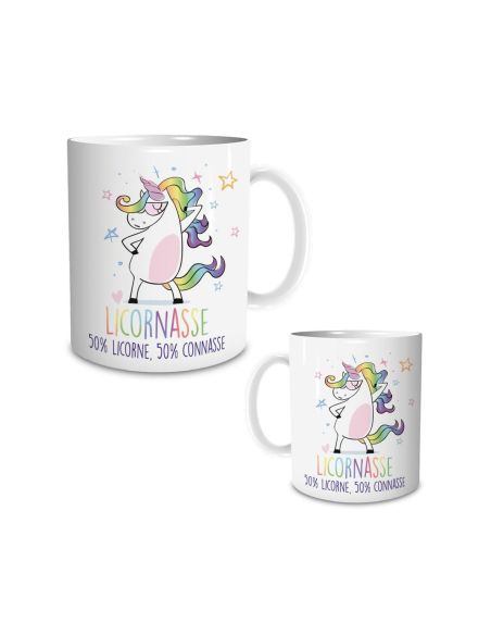 Mug humoristique “Licornasse” – 50% Licorne, 50% Connasse – Mug en céramique 300 ml