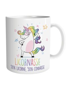 Mug humoristique “Licornasse” – 50% Licorne, 50% Connasse – Mug en céramique 300 ml