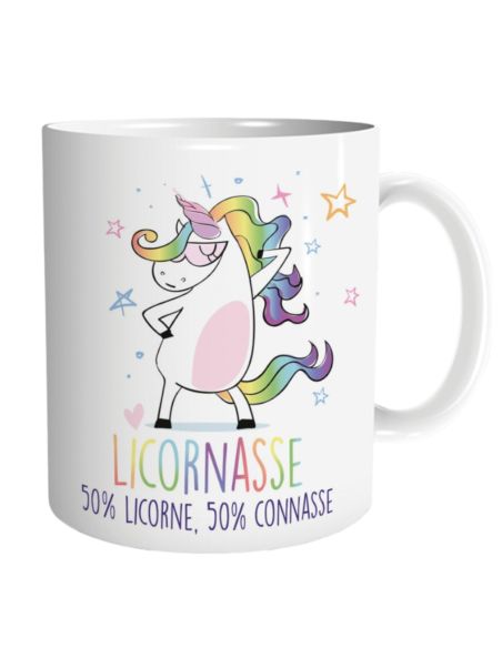 Mug humoristique “Licornasse” – 50% Licorne, 50% Connasse – Mug en céramique 300 ml