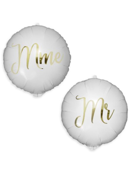 Pack de 2 Ballons Métalliques Vive les Mariés " Couples"