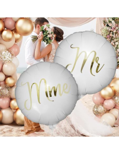 Pack de 2 Ballons Métalliques Vive les Mariés " Couples"