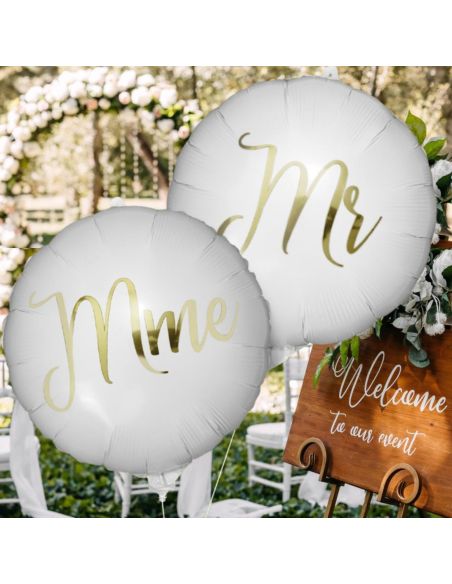 Pack de 2 Ballons Métalliques Vive les Mariés " Couples"