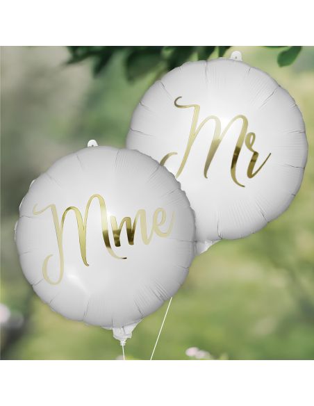 Pack de 2 Ballons Métalliques Vive les Mariés " Couples"