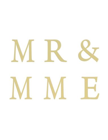 Stickers Lettres Dorées " Mr & Mme , Mr & Mr ou Mme & Mme"