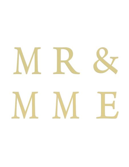Stickers Lettres Dorées " Mr & Mme , Mr & Mr ou Mme & Mme"