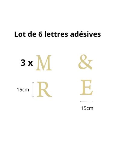 Stickers Lettres Dorées " Mr & Mme , Mr & Mr ou Mme & Mme"