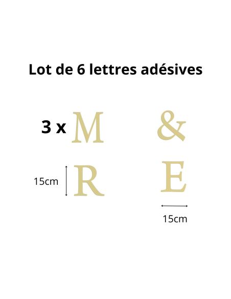 Stickers Lettres Dorées " Mr & Mme , Mr & Mr ou Mme & Mme"