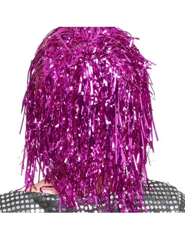Perruque Disco Métallique - Couleurs Disponibles : Argenté, Doré et Violet