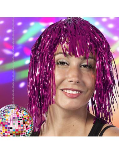 Perruque Disco Métallique - Couleurs Disponibles : Argenté, Doré et Violet