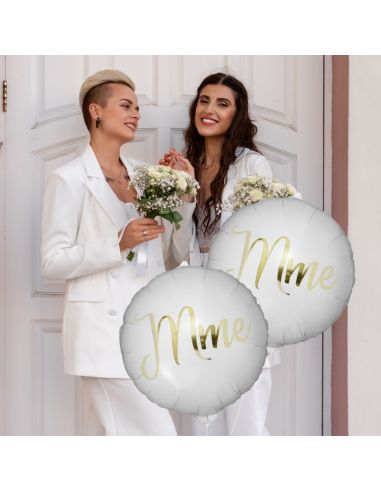 Pack de 2 Ballons Métalliques Vive les Mariés " Couples"