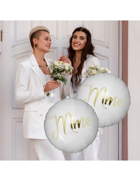 Pack de 2 Ballons Métalliques Vive les Mariés " Couples"