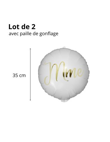 Pack de 2 Ballons Métalliques Vive les Mariés " Couples"