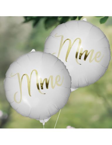 Pack de 2 Ballons Métalliques Vive les Mariés " Couples"