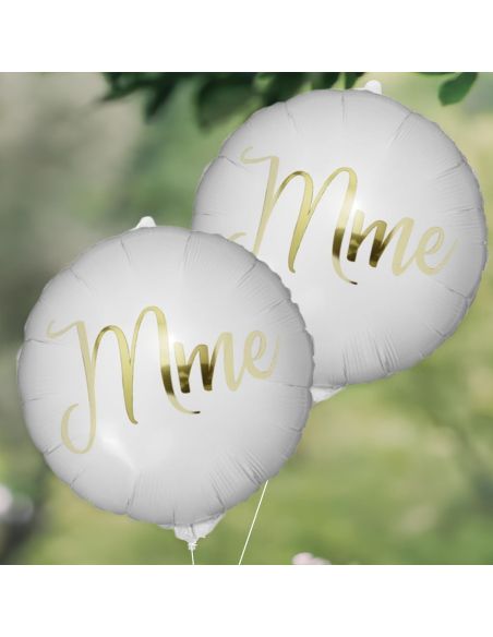 Pack de 2 Ballons Métalliques Vive les Mariés " Couples"