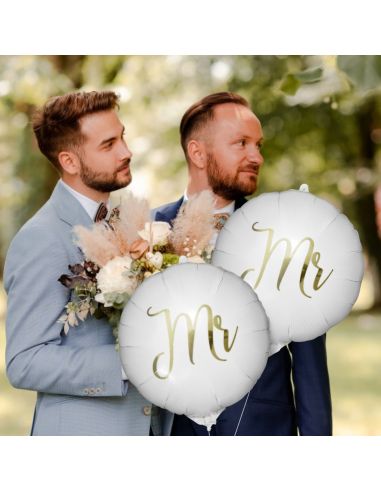 Pack de 2 Ballons Métalliques Vive les Mariés " Couples"