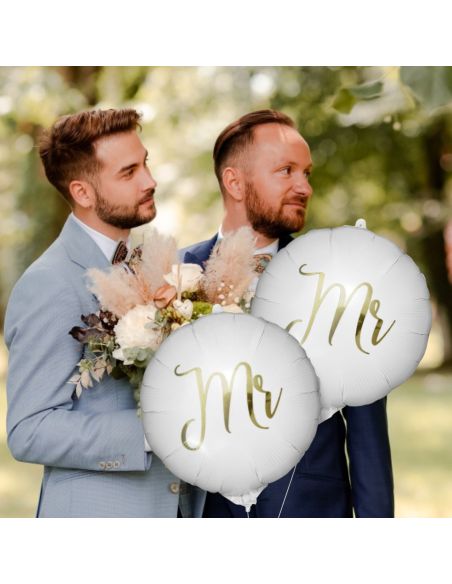 Pack de 2 Ballons Métalliques Vive les Mariés " Couples"