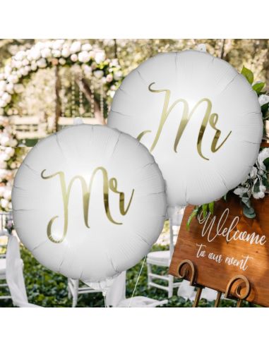 Pack de 2 Ballons Métalliques Vive les Mariés " Couples"