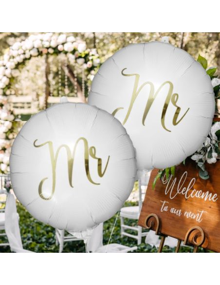 Pack de 2 Ballons Métalliques Vive les Mariés " Couples"