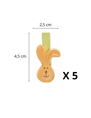 5 CLIPS TETE LAPIN 2,5H4,5CM