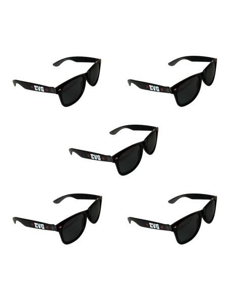 Pack de 5 Paires de Lunettes Soleil en Plastique EVG Adulte - Couleur : Noire