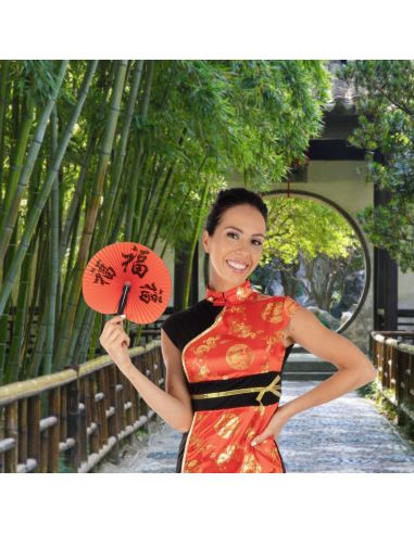 Ã‰ventail signes chinois - couleur alÃ©atoire - Ã˜ 23 cm