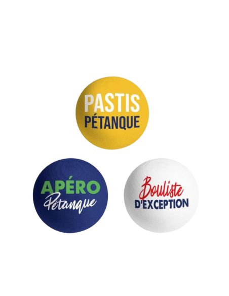 Lot de 3 Cochonnets Pétanque Club - Couleurs : Bleu, Blanc, Jaune
