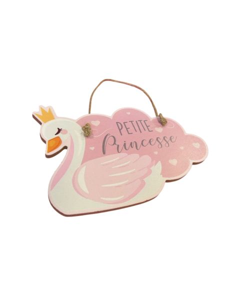 Plaque à suspendre Cygne Petite Princesse - Dimensions : 18 x 12 x 0,5 cm