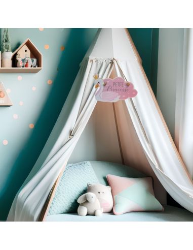 Plaque à suspendre Cygne Petite Princesse - Dimensions : 18 x 12 x 0,5 cm