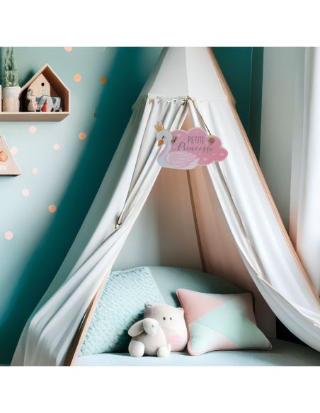 Plaque à suspendre Cygne Petite Princesse - Dimensions : 18 x 12 x 0,5 cm