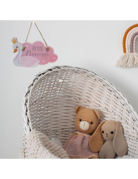 Plaque à suspendre Cygne Petite Princesse - Dimensions : 18 x 12 x 0,5 cm