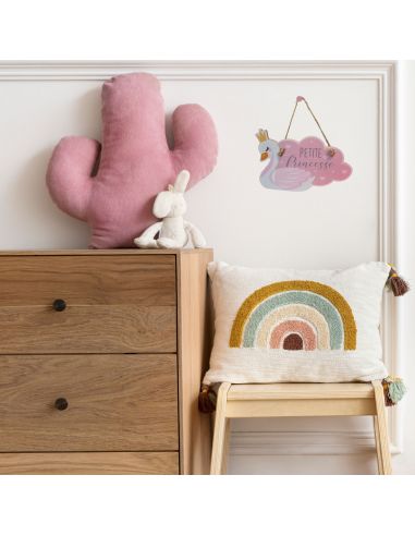 Plaque à suspendre Cygne Petite Princesse - Dimensions : 18 x 12 x 0,5 cm