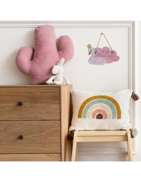 Plaque à suspendre Cygne Petite Princesse - Dimensions : 18 x 12 x 0,5 cm