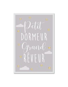 Toile Décorative Murale Petit Dormeur Grand Rêveur - Dimensions : 30 x 20 x 2 cm