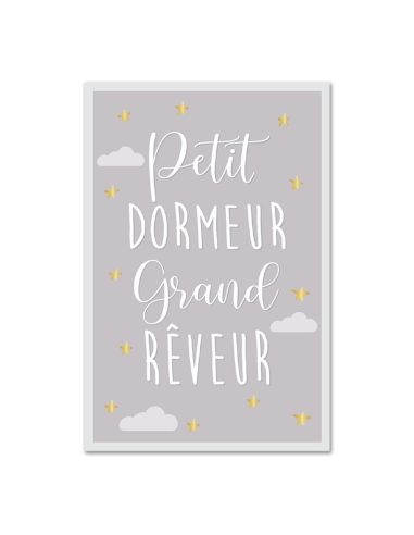 Toile Décorative Murale Petit Dormeur Grand Rêveur - Dimensions : 30 x 20 x 2 cm