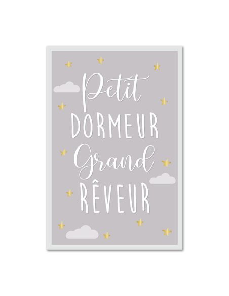 Toile Décorative Murale Petit Dormeur Grand Rêveur - Dimensions : 30 x 20 x 2 cm