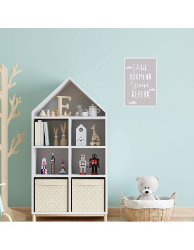 Toile Décorative Murale Petit Dormeur Grand Rêveur - Dimensions : 30 x 20 x 2 cm