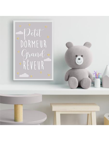 Toile Décorative Murale Petit Dormeur Grand Rêveur - Dimensions : 30 x 20 x 2 cm