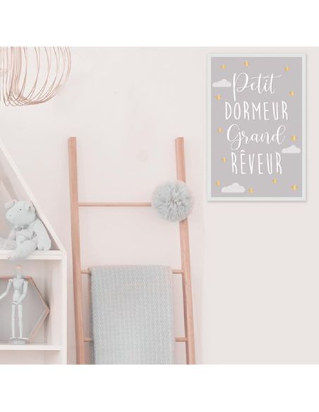 Toile Décorative Murale Petit Dormeur Grand Rêveur - Dimensions : 30 x 20 x 2 cm