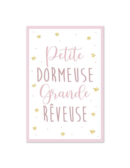 Toile Décorative Murale Petite Dormeuse Grande Rêveuse - Dimensions : 30 x 20 x 2 cm