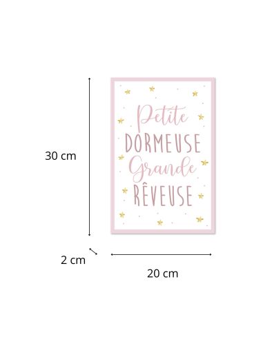 Toile Décorative Murale Petite Dormeuse Grande Rêveuse - Dimensions : 30 x 20 x 2 cm