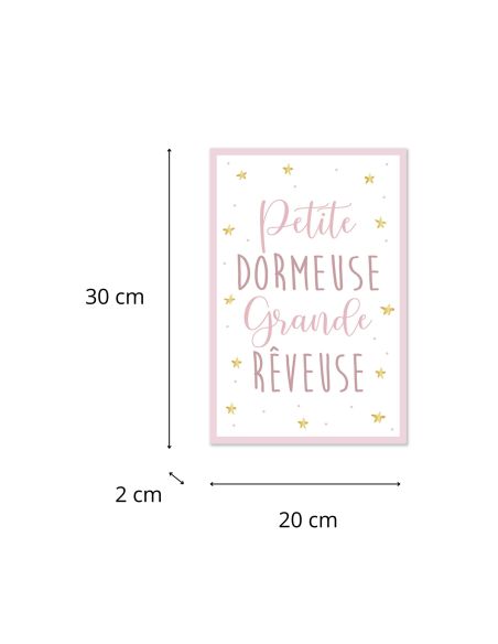 Toile Décorative Murale Petite Dormeuse Grande Rêveuse - Dimensions : 30 x 20 x 2 cm